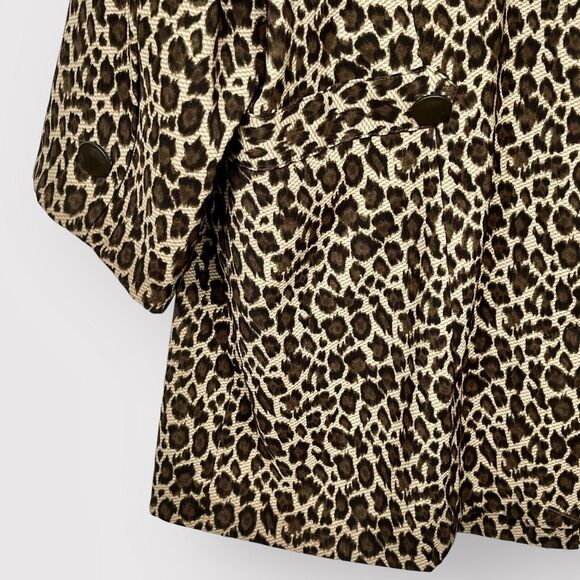 Maggie Barnes Two-Button Blazer Jacket Women 1X Brown Animal Print Lined Pockets - Picture 5 of 16
